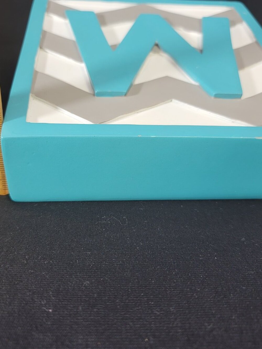 The Spring Shop Monogram W Aqua Chevron Decorative Block Spring 2014 - Picture 2 of 15